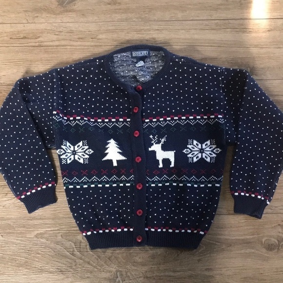 Land’s End | Girls Christmas cardigan sweater. Size M - Picture 1 of 7